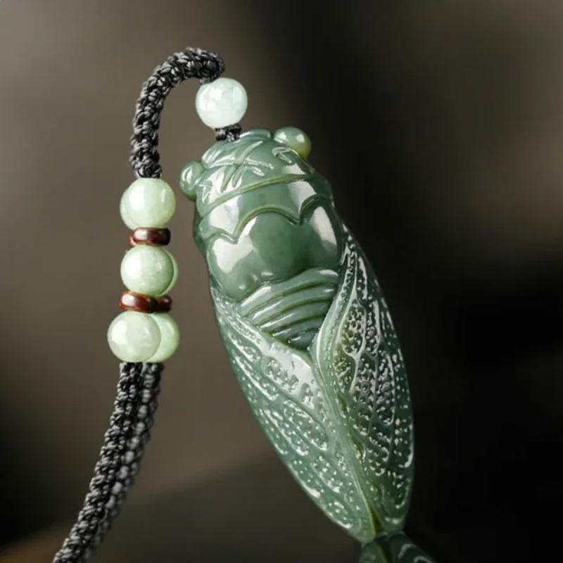 Men Accessories For Hand - Collier pendentif cigale Hetian, perles naturelles,