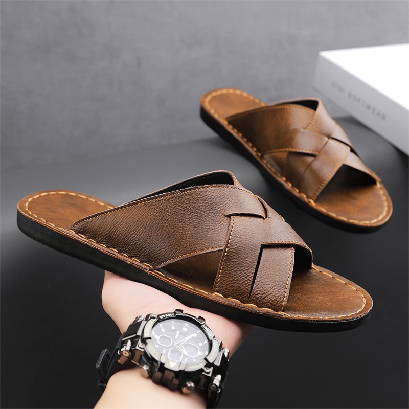 Men'S Accessories Leather - Sandales décontractées en cuir véritable pour