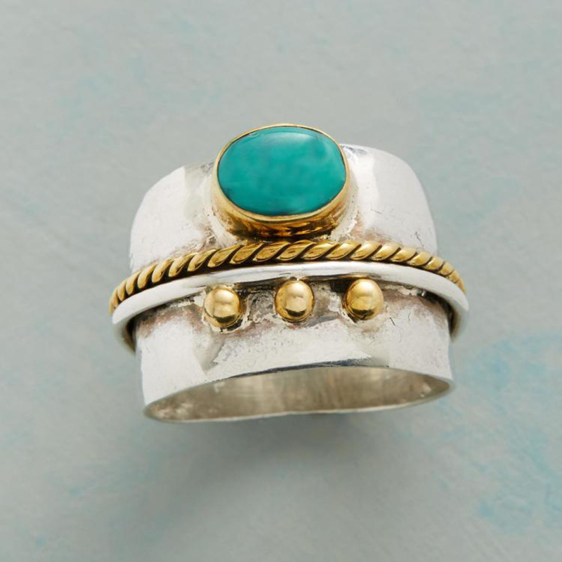 Men'S Vacation Accessories - Bague large en turquoise synthétique bicolore