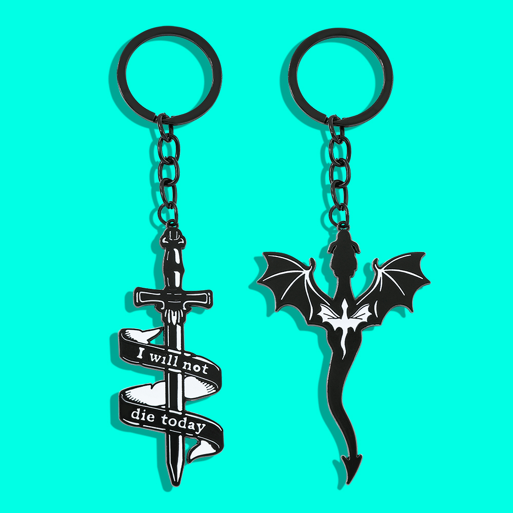 Men Accessories For Hand - Porte-clés Dragon noir Fourth Wing, pendentif