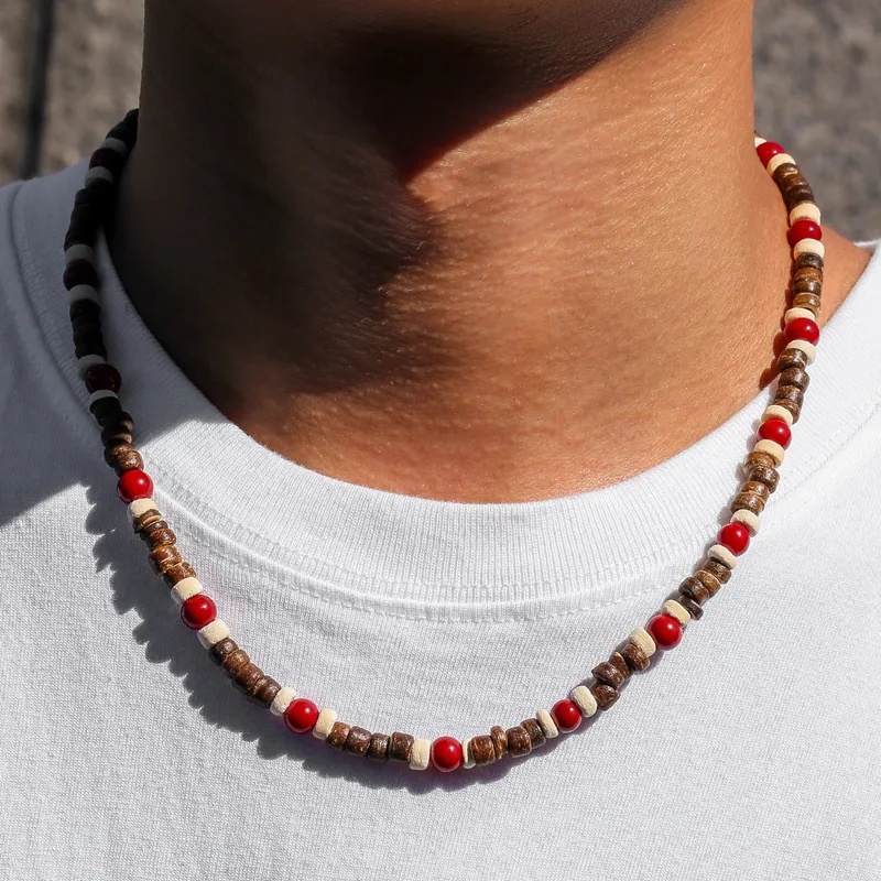 Men'S Vacation Accessories - Collier bohème en perles de bois