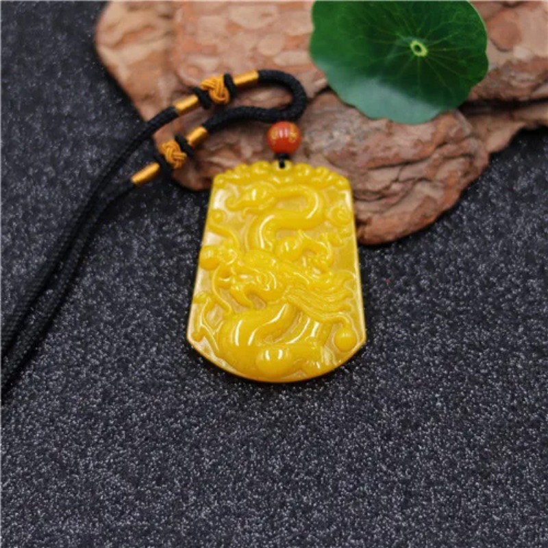 Pendentif Dragon Jade jaune ch - Men Accessories For Hand avis et prix